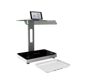 Barcode tray weighing and measuring settlement table