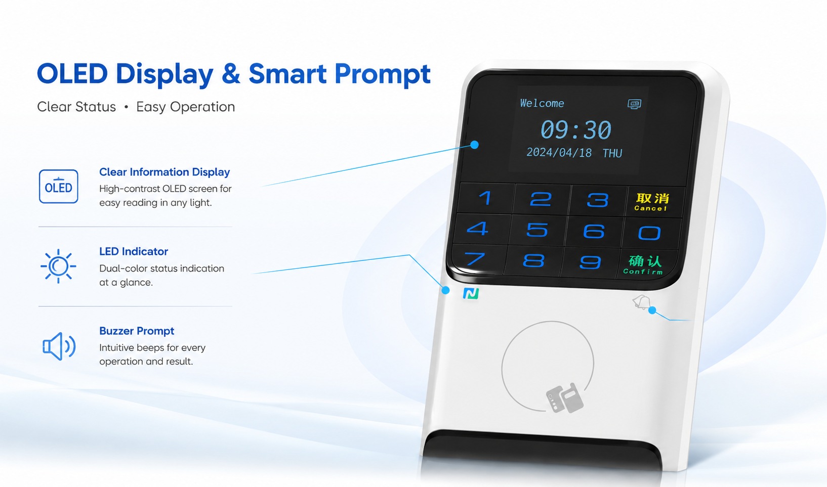 OLED HD Display with Intelligent Status Indication