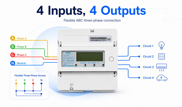 4-In 4-Out Design, supports arbitrary ABC three-phase access